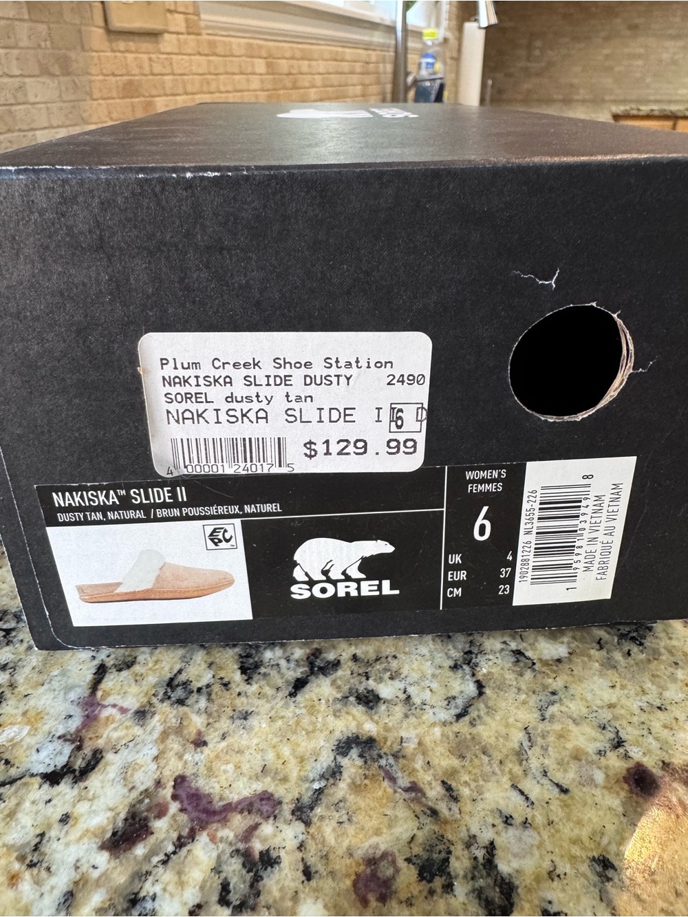 NWT- Sorel Nakiska Slide II Slip-On Mule - Dusty Tan (Women)